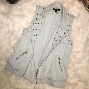 Light denim studded vest